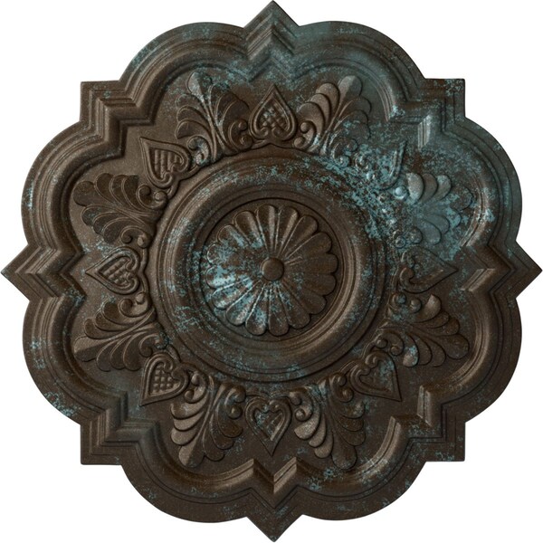 Ekena Millwork Deria Ceiling Medallion (Fits Canopies up to 6"), 20 1/4"OD x 1 1/2"P, Bronze Blue Patina CM20DRBBS - main